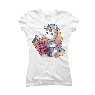 Junior's Design By Humans Tales of the Real World Funny Unicorn By EduEly T-Shirt