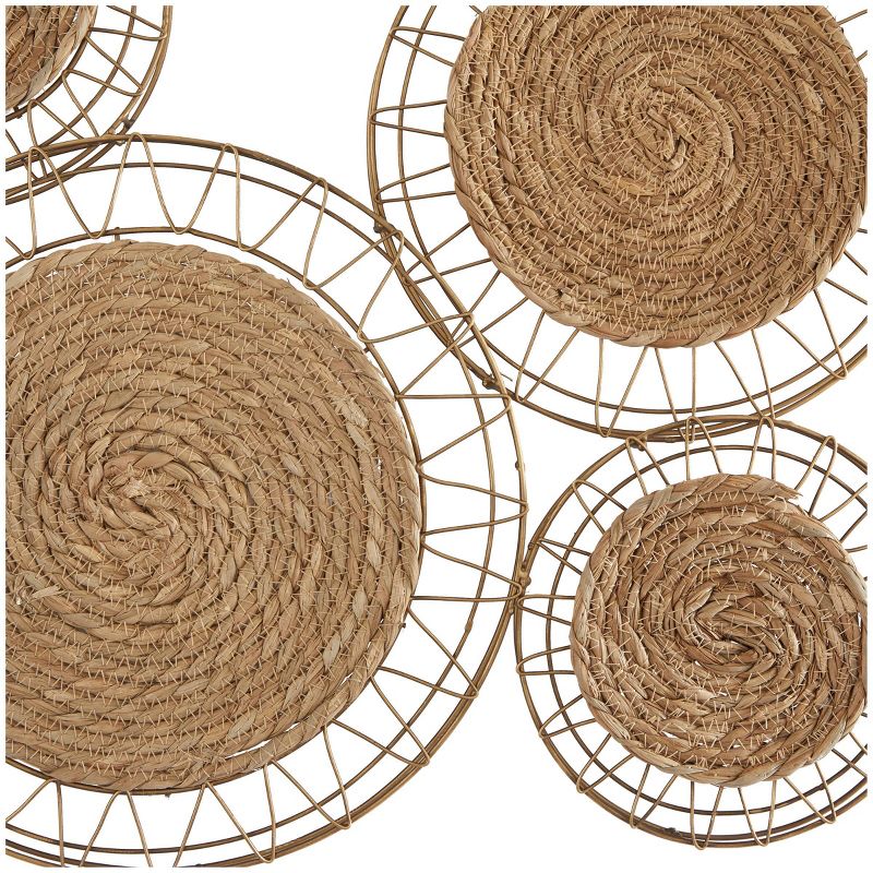 Dried Plant Plate Handmade Woven Wall Decor with Intricate Patterns Brown - The Novogratz, 3 of 6