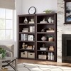 5 Tier Bookcase, Farmhouse Book Shelf with Storage, 71" Book Case Wooden 5 Shelf Bookcase for Home Office, Living Room-Cherry - 2 of 4