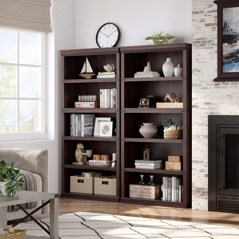 Whizmax Bookshelf, 5-Tier Open Bookcase with Storage Shelves, Floor Standing Unit, Cherry finish, 5 of 10
