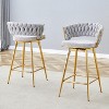 White 2-pack swivel bar stools with breathable cotton-linen cushions and rust-proof electroplated metal frames. - 3 of 4