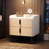 Modern Nightstand with Drawers, Bedside Table with PU Surface and Marble-Pattern Top for Bedroom, Living Room, or Apartment – The Pop Home - 2 of 4