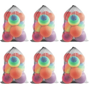 GSE 24"x36" Large Mesh Sports Ball Drawstring Bag for Gym Training, Football, Basketball, Swimming - 1 of 4