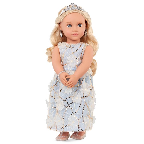 Muñeca de moda Our Generation Ellory de 18" con tiara y vestido floral
