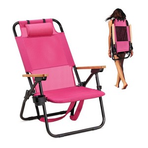 Karl Home Patio Blakc Aluminum Beach Chair(Set of 1) - 1 of 4