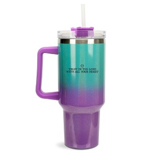 100 North Trust In The Lord With All Your Heart Wrap-Around 40 Oz. Stainless Steel Water Bottle Coffee Mug, Spill & Leak Resistant, Travel Tumbler - 1 of 4