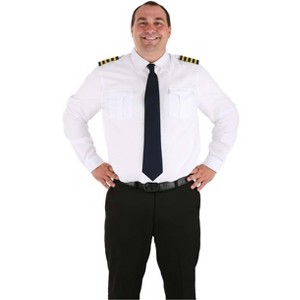 HalloweenCostumes.com Pilot Uniform Costume Shirt Plus Size For Men - 1 of 4