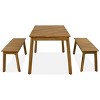 3-Pieces Dining Set,Acacia Wood Dining Table With 2 Benches,Outdoor Dining Set,Outdoor Furniture For Patio,Porch,Garden,Poolside-Cuddlewood - 3 of 4