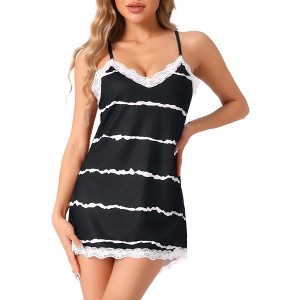 INSPIRE CHIC Women's Lace Trim Chemise Cami Sleepwear Sleeveless Sleep Dress - 1 of 4