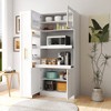 43"W Multifunctional Kitchen Pantry Storage Cabinet Pantry Organizer with Pull-out Multi-tier Storage Shelf and 4 Doors, White-ModernLuxe - image 3 of 4