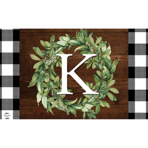 Briarwood Lane Everyday Doormat 30x18 Indoor Outdoor Wreath Monogram Letter K Doormat - 1 of 4