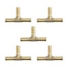 Unique Bargains Hose Barb Brass 3 Way Tee Connector Adaptor for Air Water Gas 5 Pcs - 3 of 4