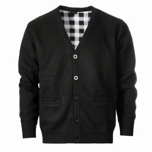 Gioberti Men's Knitted V-Neck Button Down Cardigan Sweater with Flannel Lining and Pockets - 1 of 4