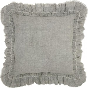 HomeRoots 24" Light Gray Pillow With Ruffled Edges - 1 of 3