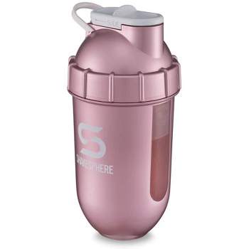 SHAKESPHERE Tumbler VIEW: Protein Shaker Bottle Smoothie Cup, 24 oz -  Bladeless Blender Cup Purees Fruit, No Mixing Ball - Rose Gold - Clear  Window