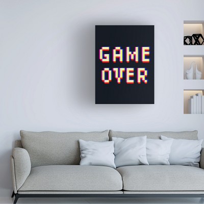 Victoria Barnes Pixel Text II Black Canvas Art with Wood Frame