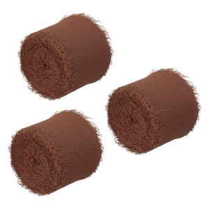 Unique Bargains DIY Crafts Party Gift Wrapping Fringe Chiffon Silk Ribbon 3 Rolls - 1 of 4