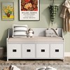 White Wood 1 White Rectangular Movable Cushion Storage Bench with Drawers & Backrest Shoe Bench - Unique Design, Multi-Purpose, Reliable Workmanship - 2 of 4