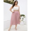 Clearlove Plus Size Pleated Skirt Women's Elastic Waist Boho  Midi Skirts with Pockets - 4 of 4