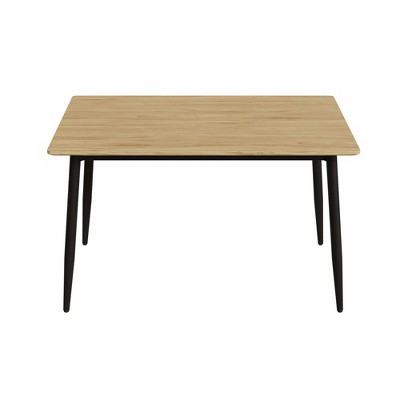 Lirago 47.2"W * 27.5"D * 28.7"H Modern Minimalist MDF Dining Table with Black Metal Legs-4-6 Seater for Small Kitchens & Apartments