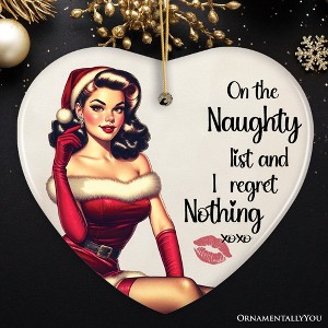 On the Naughty List and I Regret Nothing Funny Christmas Ornament, Secret Santa Gift| OrnamentallyYou - 1 of 4