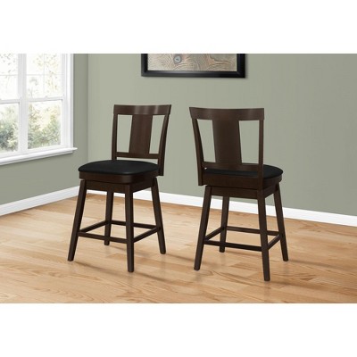 NicBex Set of 2  Bar Stools for Kitchen Island,Leather Counter Bar Stools with Footrest,Bar Chairs for Dining Rooms,Kitchens Islands,Espresso/White