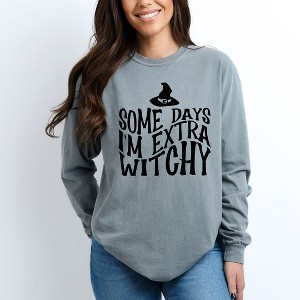 Simply Sage Market Women's I'm Extra Witchy Wavy Long Sleeve Garment Dyed Tee - 1 of 4