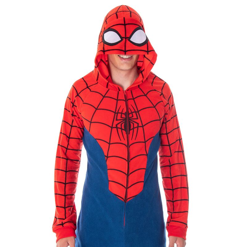 Marvel Comics Classic Spiderman Costume Pajama Union Suit One-Piece Outfit Classic Spidey, 3 of 6
