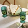 Twine Malachite Stemmed Optic Goblet Tumblers, Vintage Ribbed Drinking Glasses for Cocktails, Wine, Juice, Iced Coffee, 12 oz, Set of 2, Green - 4 of 4