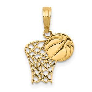 Black Bow Jewelry 14k Yellow Gold Basketball Hoop Pendant - 1 of 4