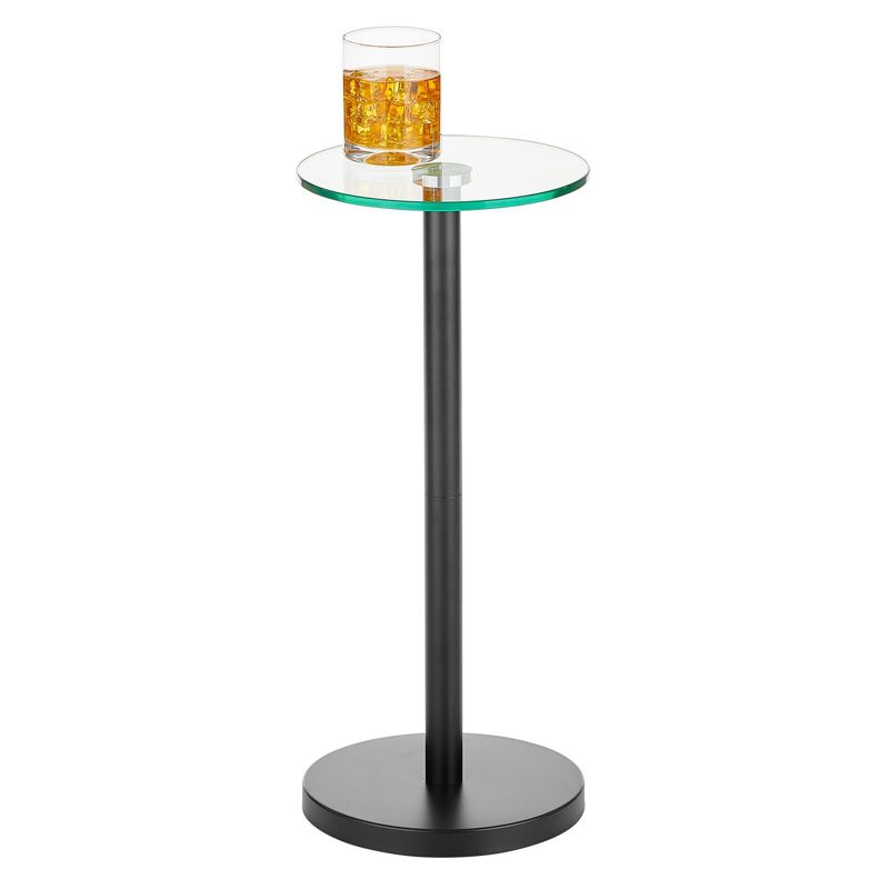 mDesign Metal/Glass Top Round Accent Side/End Drink Table Furniture, 1 of 8