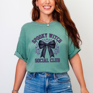 Simply Sage Market Coquette Spooky Witch Social Club Garment Dyed Tee - 1 of 4