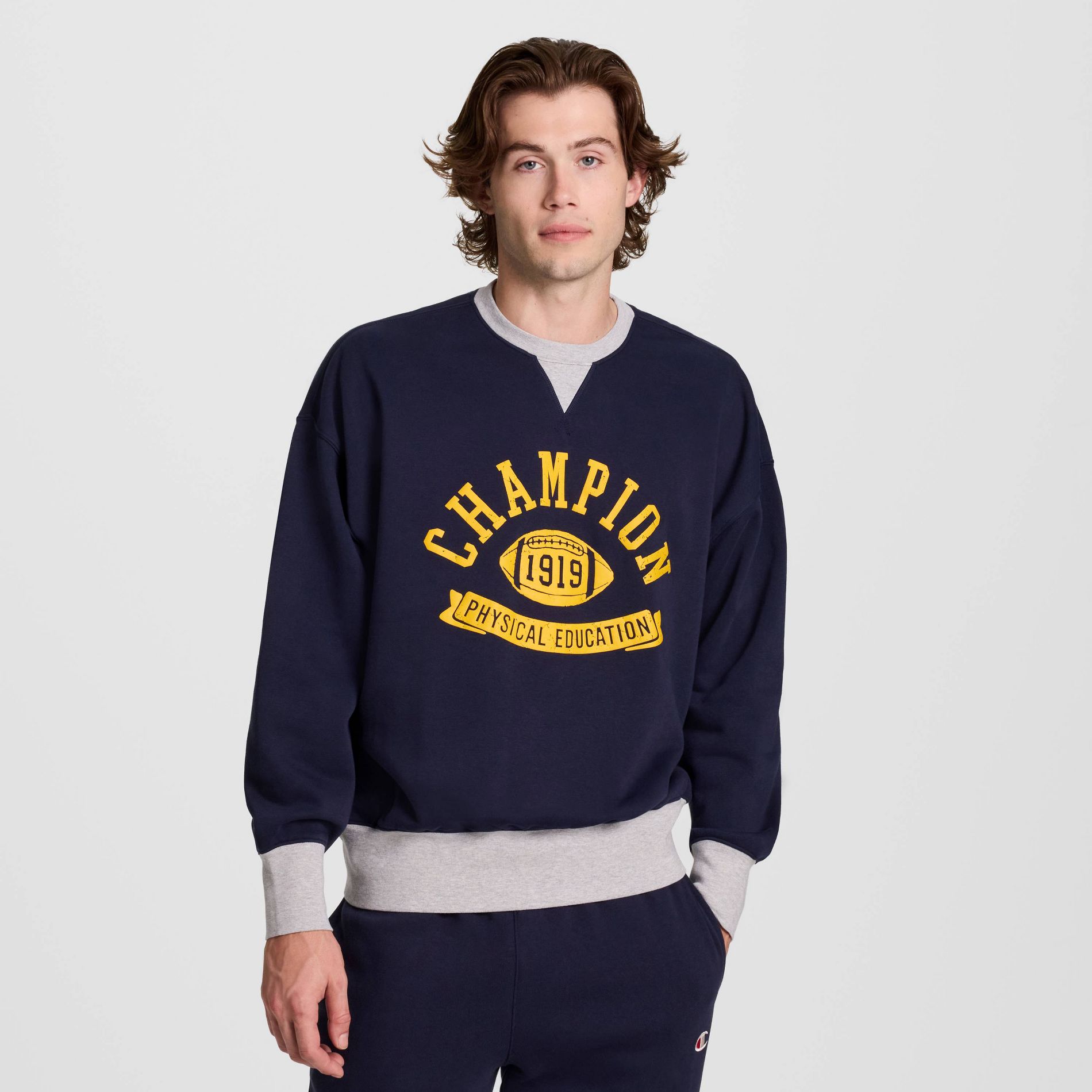 Champion Men's Colorblocked Sweatshirt - Navy M
