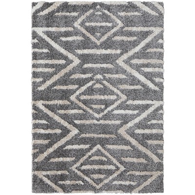 Mynka Transitional Diamond Gray/Ivory Area Rug