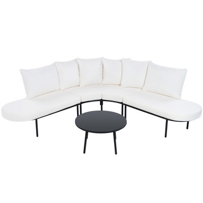 Infurnic Dining Sets, Modern Rectangle Dining Table Set with Fabric Dining Chairs for Kitchen, Dining Room, White, 35"*31.75"*14.25"