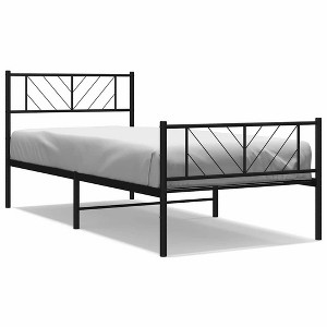 vidaXL Twin Metal Bed Frame with Headboard & Footboard, Sturdy Steel, Black, No Mattress - 1 of 4