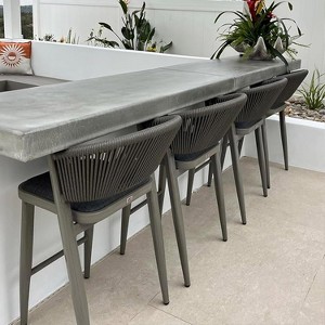 PURPLE LEAF Counter Height Stool Set of 2 Modern Aluminum Rattan Wicker Outdoor Barstools with Backrest and Cushion for Kitchen Bar Chairs, Grey - 1 of 4