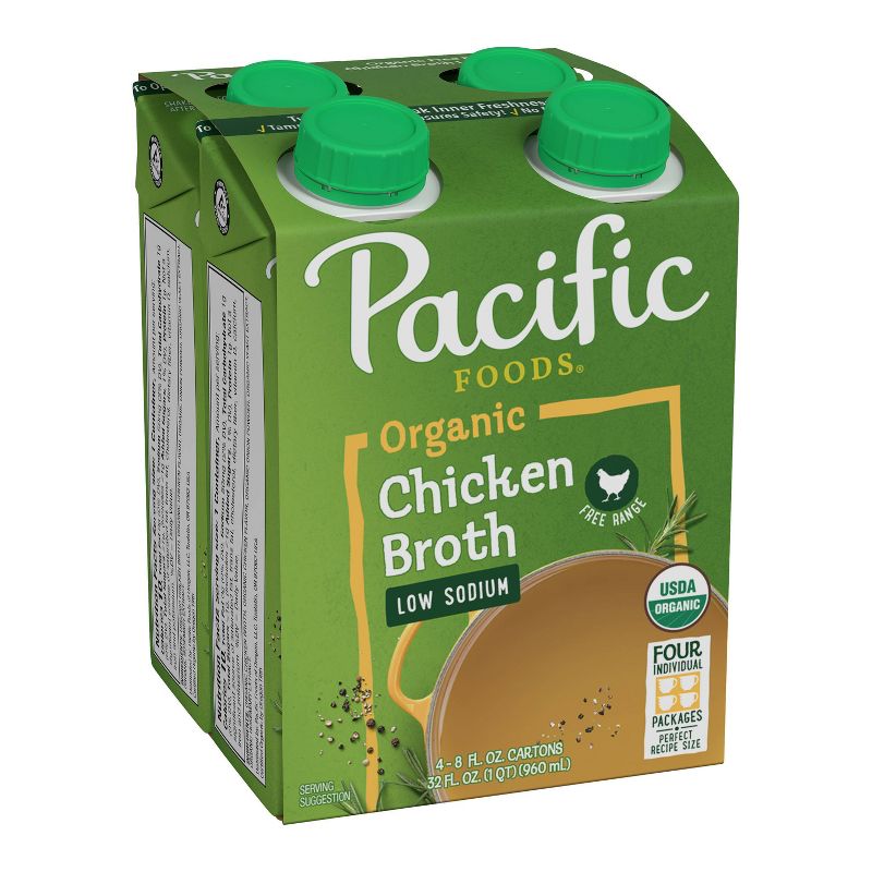 Pacific Foods Gluten Free Organic Low Sodium Free Range Chicken Broth - 32 fl oz/4ct, 1 of 11