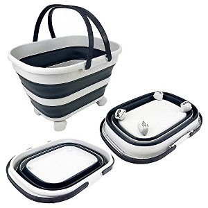SAMMART 17L(4.5 Gallon) Collapsible Basket with Handle and 360˚ Rotating Wheels - 1 of 4