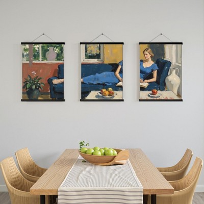 Sleek Triple Black Suspension Rod Art Piece, 30x40cm, Perfect for Home Wall Hanging Decor