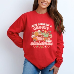 Simply Sage Market Groovy Little Christmas Truck Garment Dyed Long Sleeve - 1 of 4