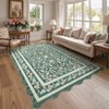 Scalloped Floral Rug Washable Non-Slip Boho Hallway Rug Soft Carpet for Kitchen, Bathroom, Laundry, Entryway - 4 of 4