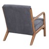 Wood Frame Lounge Chair with Corduroy Upholstery, Plush Ribbed Seat and Matching Lumbar Cushion, Scandinavian Design - 4 of 4