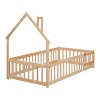 CAVINAS Twin/Full Size Bed Frame with House-Shaped Headboard & Fences,Modern Floor Bed for Kids Room,Bedroom - 4 of 4