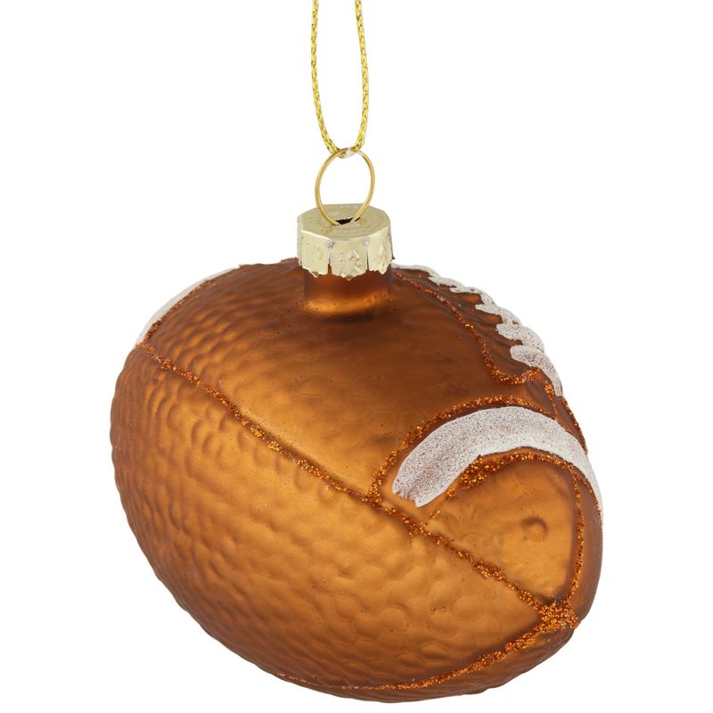 Northlight 3.5" Brown Football Glittered Glass Christmas Ornament, 5 of 6