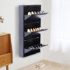 YIYIBYUS Wall Mounted Metal Shoe Cabinet for Entryway, Holds 9 Pair Shoes, Gray - 3 of 4