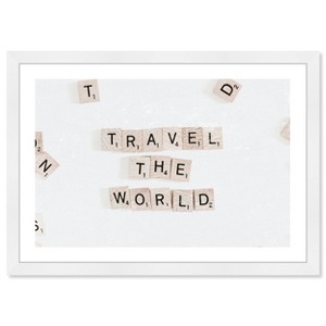 19" x 13" Travel the World Motivational Quotes Framed Wall Art White - Wynwood Studio: Inspirational Decor, Modern Typography - 1 of 4