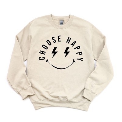 Simply Sage Market Women's Graphic Sweatshirt Choose Happy Lightning Eyes