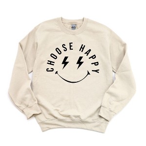 Simply Sage Market Women's Graphic Sweatshirt Choose Happy Lightning Eyes - 1 of 3