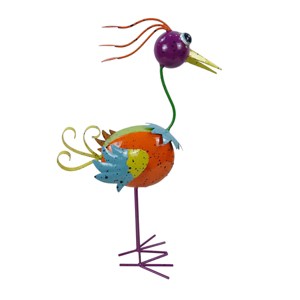 Alpine Corporation Quirky Metal Bright Rainbow Bird Décor Outdoor Bird Sculpture - 1 of 3